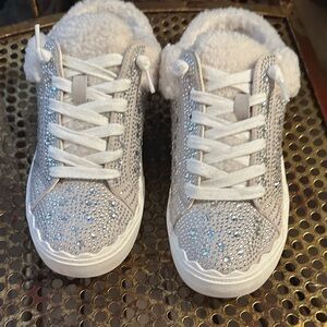 Anne Klein Women’s Glittery Silver Sneakers